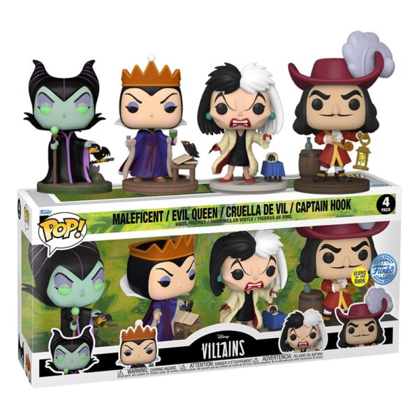 Funko POP! Maleficent/Evil Queen/Cruella de Vil/Captain Hook 4Pack