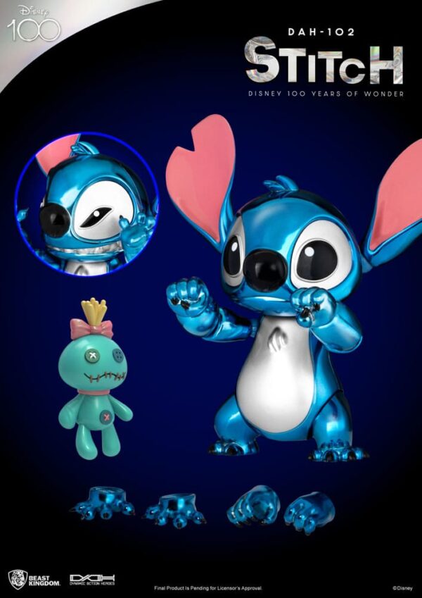 Disney 100 Years of Wonder Dynamic 8ction Heroes Akció Figura 1/9 Stitch (Lilo & Stitch) 16 cm