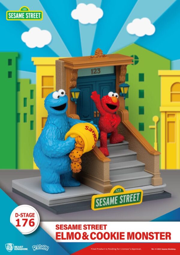 Sesame Street D-Stage PVC Szobor Elmo & Cookie Monster 11 cm