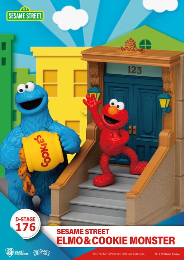 Sesame Street D-Stage PVC Szobor Elmo & Cookie Monster 11 cm