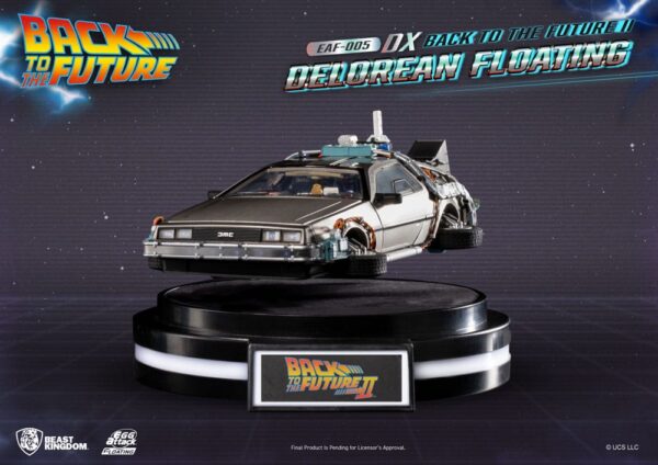 Back to the Future Egg Attack Floating Szobor Back to the Future II DeLorean Deluxe Version heo EU Exclusive 20 cm