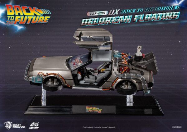 Back to the Future Egg Attack Floating Szobor Back to the Future II DeLorean Deluxe Version heo EU Exclusive 20 cm