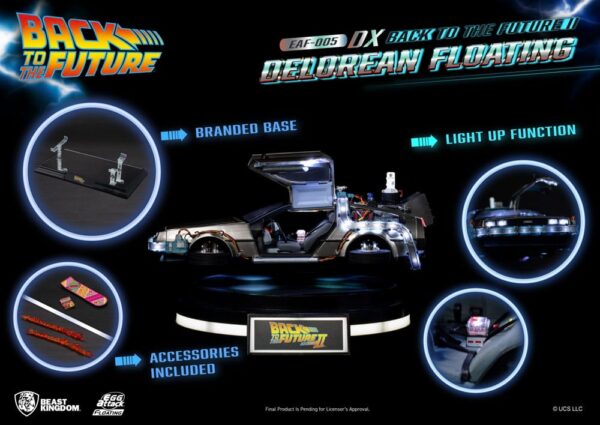 Back to the Future Egg Attack Floating Szobor Back to the Future II DeLorean Deluxe Version heo EU Exclusive 20 cm