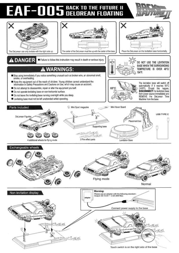 Back to the Future Egg Attack Floating Szobor Back to the Future II DeLorean Deluxe Version heo EU Exclusive 20 cm