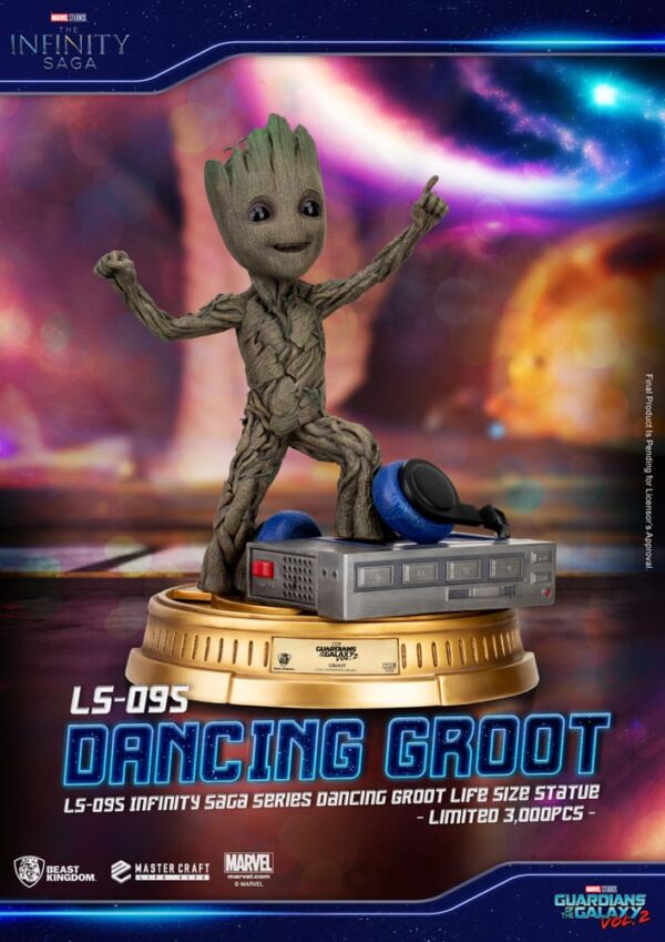 Guardians of the Galaxy 2 Life-Size Szobor Dancing Groot heo EU Exclusive 32 cm