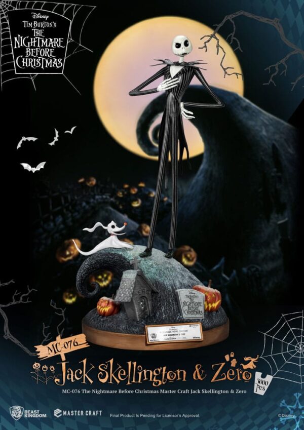 Nightmare before Christmas Master Craft Szobor Jack Skellington & Zero 39 cm