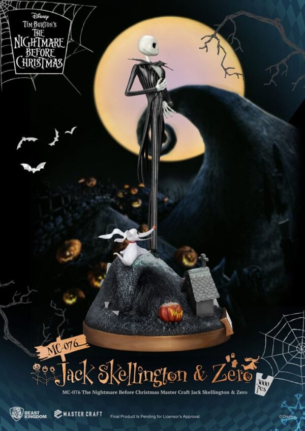 Nightmare before Christmas Master Craft Szobor Jack Skellington & Zero 39 cm