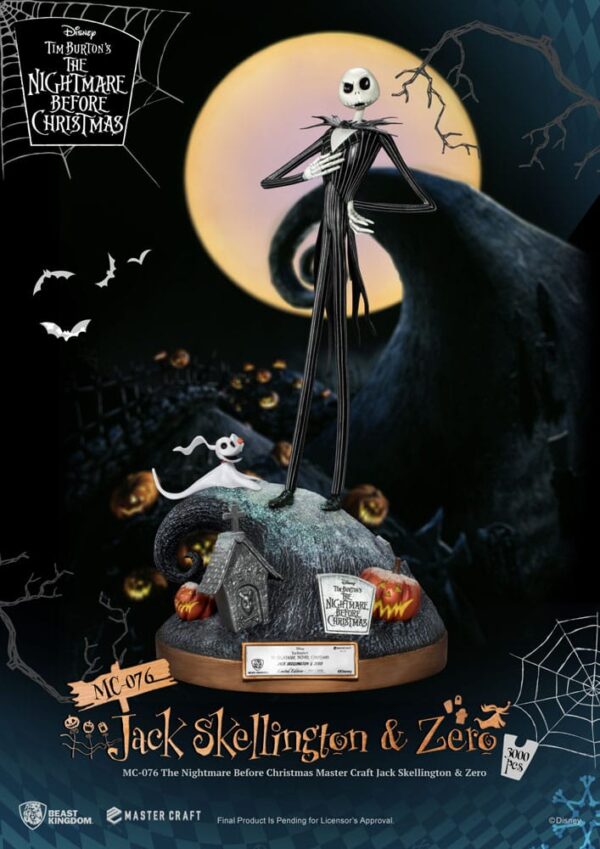 Nightmare before Christmas Master Craft Szobor Jack Skellington & Zero 39 cm
