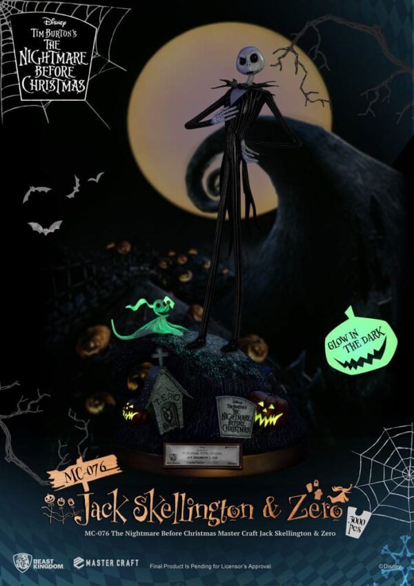 Nightmare before Christmas Master Craft Szobor Jack Skellington & Zero 39 cm