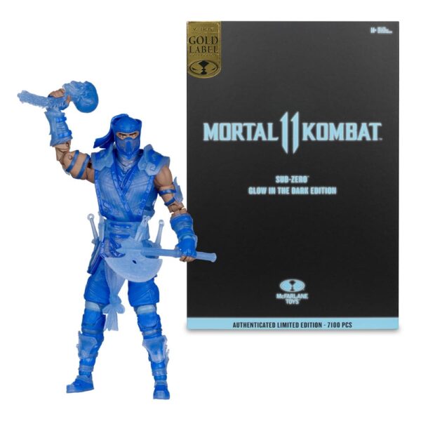 Mortal Kombat Akció Figura Glow in the Dark Edition Sub-Zero (Gold Label) 18 cm