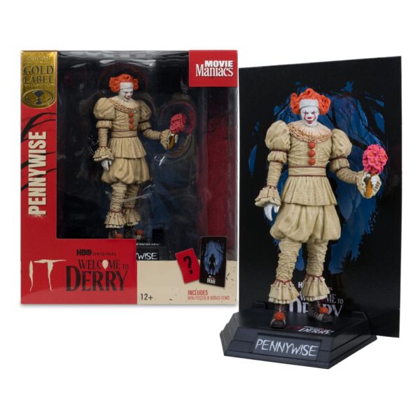 It: Welcome to Derry Movie Maniacs PVC Szobor Pennywise (Flashback) (Gold Label) 16 cm