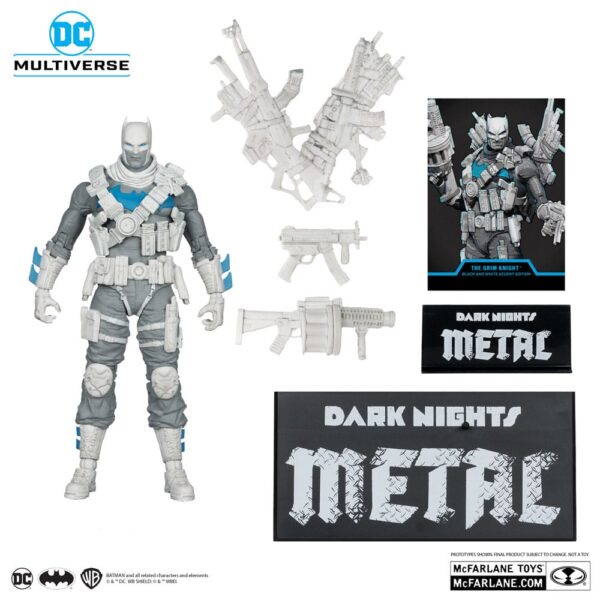 DC Multiverse Akció Figura The Grim Knight (Dark Nights Metal) (Black & White Accent Edition) (Gold Label) 18 cm