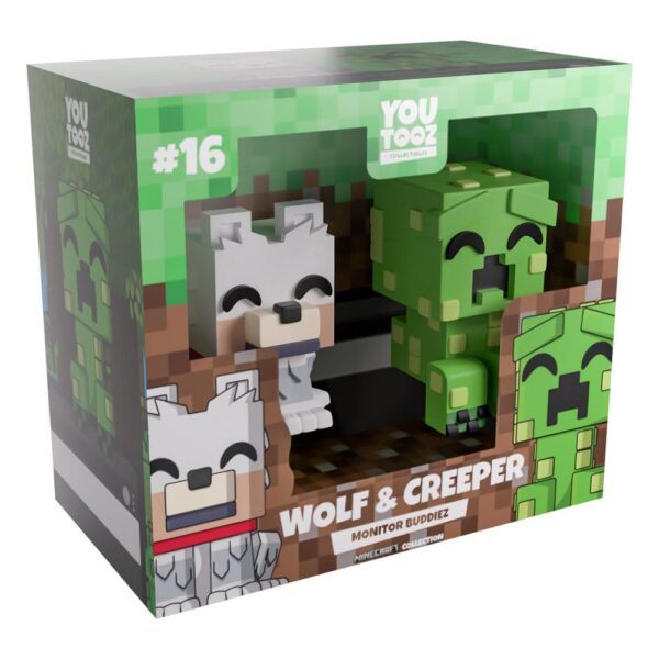 Minecraft Vinyl Figuras Wolf and Creeper Monitor Buddiez