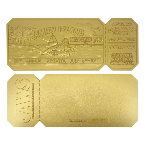 Jaws Replika 1/1 50th Anniversary Regatta Ticket 24k Gold Plated