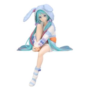 Hatsune Miku Noodle Stopper PVC Szobor Hatsune Miku Rabbit Ear Hood Pajama Blue Color Ver. 14 cm