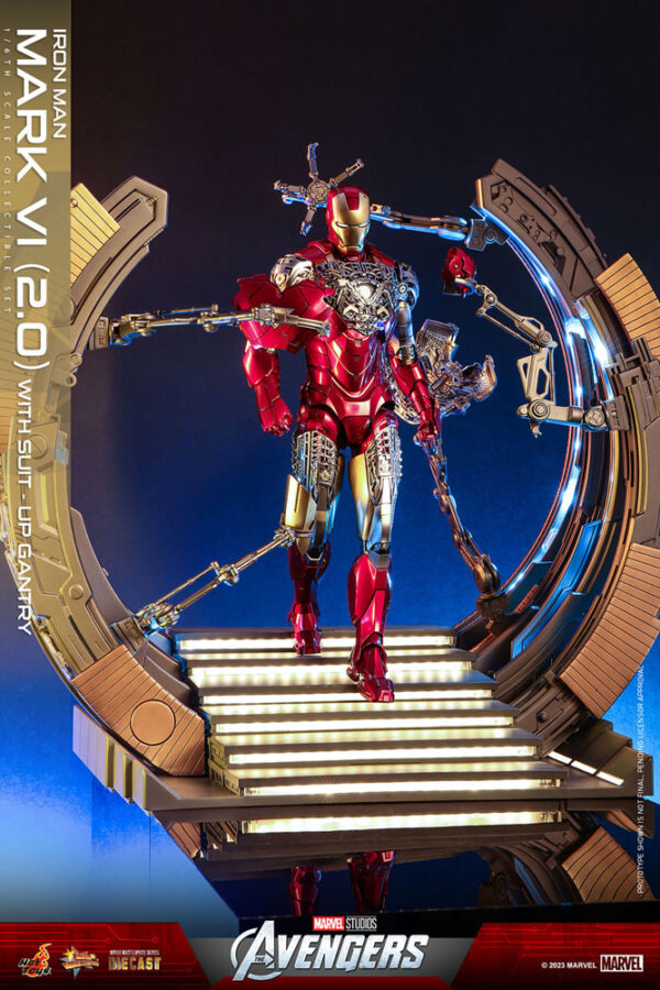 Marvel's The Avengers Movie Masterpiece Diecast Akció Figura 1/6 Iron Man Mark VI (2.0) with Suit-Up Gantry 32 cm Marvel's The Avengers Movie Masterpiece Diecast Akció Figura 1/6 Iron Man Mark VI (2.0) with Suit-Up Gantry 32 cm