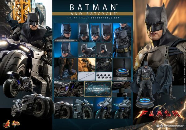 The Flash Movie Masterpiece Akció Figura wih Jármű 1/6 Batman & Batcycle Set 30 cm