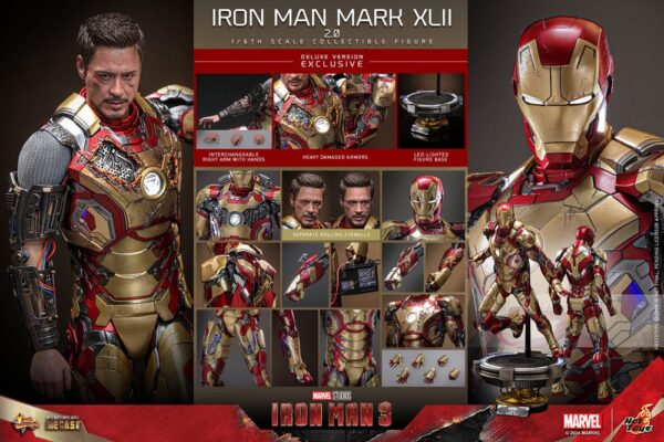 Iron Man 3 Movie Masterpiece Diecast Akció Figura 1/6 Iron Man Mark XLII (2.0) Deluxe 32 cm Iron Man 3 Movie Masterpiece Diecast Akció Figura 1/6 Iron Man Mark XLII (2.0) Deluxe 32 cm