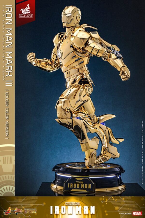 Iron Man Movie Masterpiece Diecast Akció Figura 1/6 Iron Man Mark III (Gold Color Version) Hot Toys Exclusive 33 cm