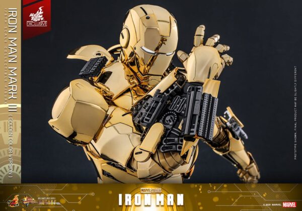 Iron Man Movie Masterpiece Diecast Akció Figura 1/6 Iron Man Mark III (Gold Color Version) Hot Toys Exclusive 33 cm