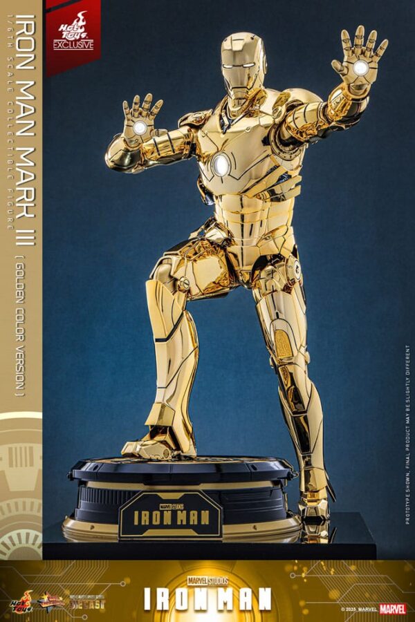 Iron Man Movie Masterpiece Diecast Akció Figura 1/6 Iron Man Mark III (Gold Color Version) Hot Toys Exclusive 33 cm