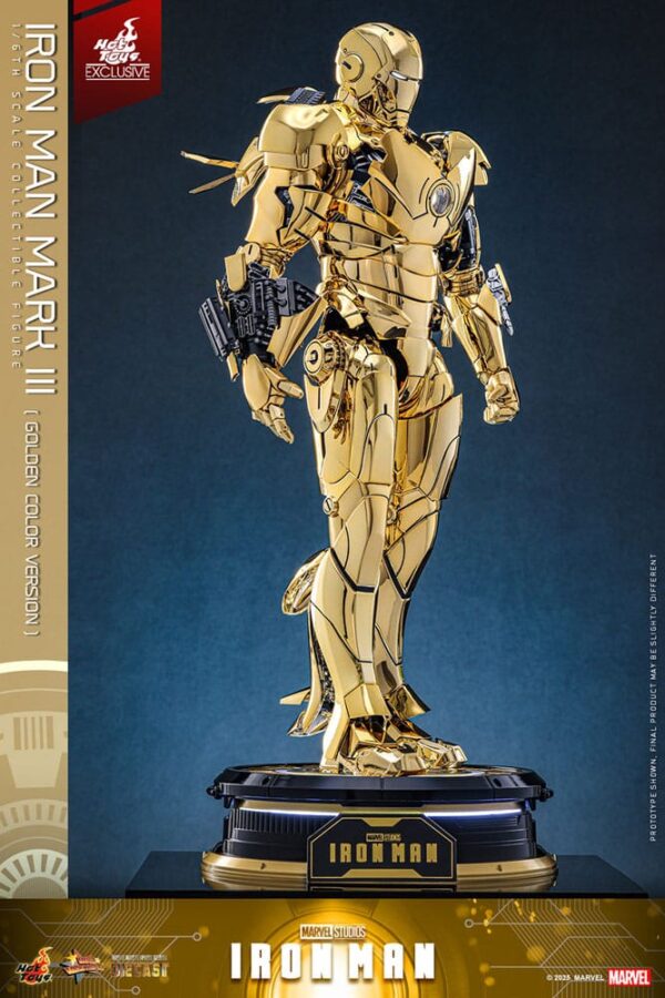 Iron Man Movie Masterpiece Diecast Akció Figura 1/6 Iron Man Mark III (Gold Color Version) Hot Toys Exclusive 33 cm