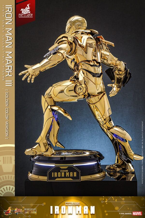 Iron Man Movie Masterpiece Diecast Akció Figura 1/6 Iron Man Mark III (Gold Color Version) Hot Toys Exclusive 33 cm