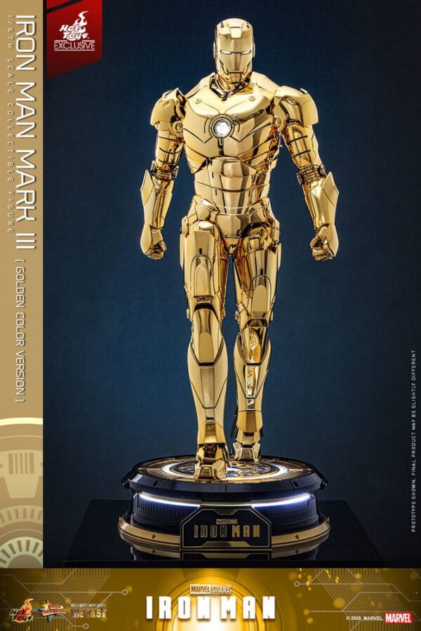 Iron Man Movie Masterpiece Diecast Akció Figura 1/6 Iron Man Mark III (Gold Color Version) Hot Toys Exclusive 33 cm