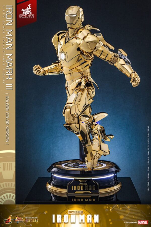 Iron Man Movie Masterpiece Diecast Akció Figura 1/6 Iron Man Mark III (Gold Color Version) Hot Toys Exclusive 33 cm