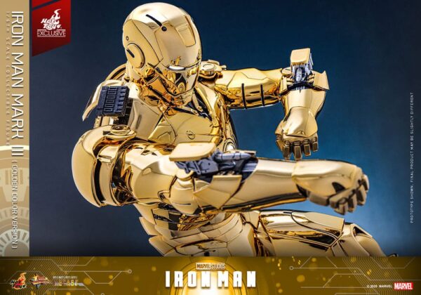 Iron Man Movie Masterpiece Diecast Akció Figura 1/6 Iron Man Mark III (Gold Color Version) Hot Toys Exclusive 33 cm