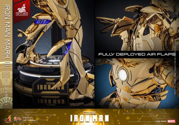 Iron Man Movie Masterpiece Diecast Akció Figura 1/6 Iron Man Mark III (Gold Color Version) Hot Toys Exclusive 33 cm