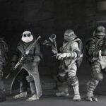 Universal Monsters x Teenage Mutant Ninja Turtles Akció Figuras 4-Pack Turtles Black & White 18 cm