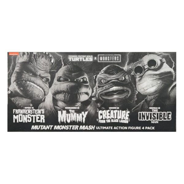 Universal Monsters x Teenage Mutant Ninja Turtles Akció Figuras 4-Pack Turtles Black & White 18 cm