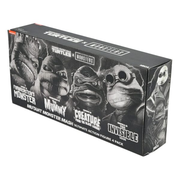 Universal Monsters x Teenage Mutant Ninja Turtles Akció Figuras 4-Pack Turtles Black & White 18 cm