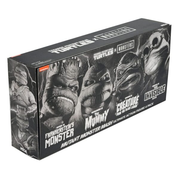 Universal Monsters x Teenage Mutant Ninja Turtles Akció Figuras 4-Pack Turtles Black & White 18 cm