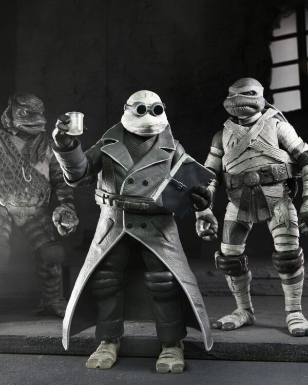 Universal Monsters x Teenage Mutant Ninja Turtles Akció Figuras 4-Pack Turtles Black & White 18 cm