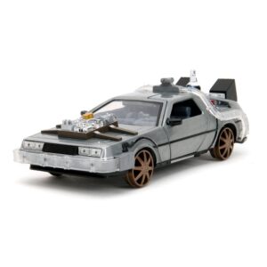 Back to the Future III Hollywood Rides Diecast Model 1/24 DeLorean Time Machine Railroad Wheels Back to the Future III Hollywood Rides Diecast Model 1/24 DeLorean Time Machine Railroad Wheels