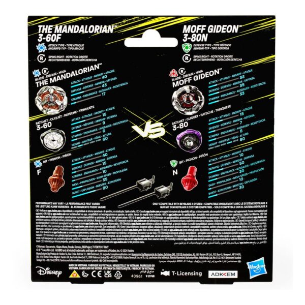 Beyblade X and Star Wars Collab The Mandalorian 3-60F vs. Moff Gideon 3-80N Beyblade X and Star Wars Collab The Mandalorian 3-60F vs. Moff Gideon 3-80N