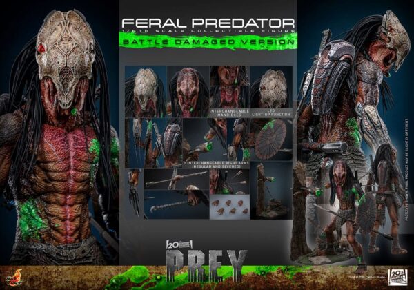 Prey Akció Figura 1/6 Feral Predator (Battle Damaged Version) 37 cm