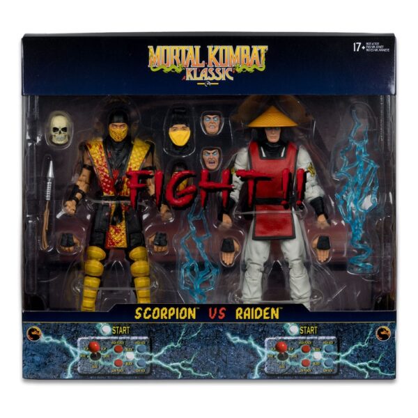 Mortal Kombat Akció Figura 2-Pack Scorpion vs. Raiden (Klassics) 18 cm