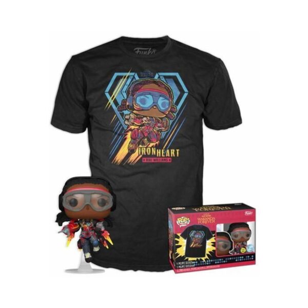 Funko POP! Marvel Black Panther Wakanda Forever - Iron Heart Riri Williams (GiTD) and T Shirt (S) Funko POP! Marvel Black Panther Wakanda Forever - Iron Heart Riri Williams (GiTD) and T Shirt (S)