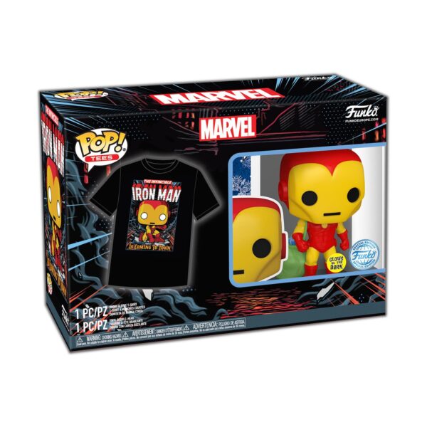 Funko POP! Marvel - Holiday Iron Man (GiTD) & T-Shirt (S)