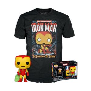 Funko POP! Marvel - Holiday Iron Man (GiTD) & T-Shirt (M)