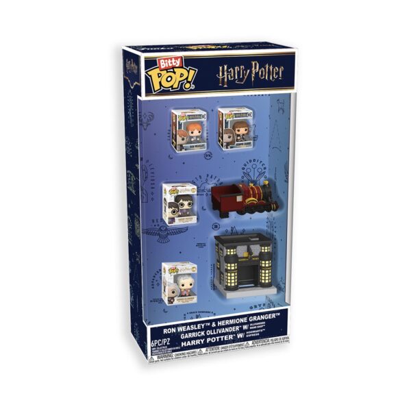 Funko Bitty POP! Harry Potter - Ron Weasley & Hermione Granger / Garrick Ollivander/Ollivanders Wand Shop / Harry Potter W/Hogwarts Express Starter Set Funko Bitty POP! Harry Potter - Ron Weasley & Hermione Granger / Garrick Ollivander/Ollivanders Wand Shop / Harry Potter W/Hogwarts Express Starter Set
