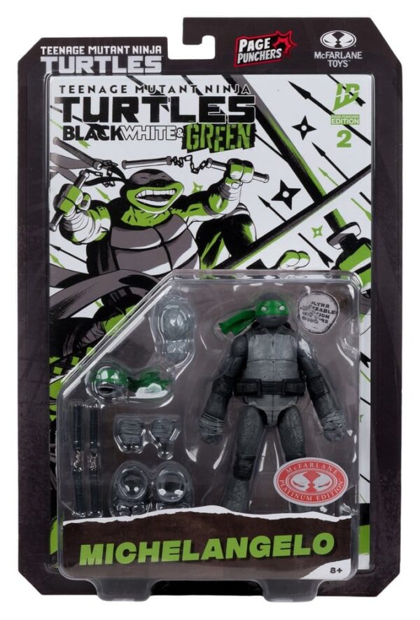 Teenage Mutant Ninja Turtles Page Punchers Akció Figura Michelangelo (Black White & Green) (Red Platinum Edition) 13 cm