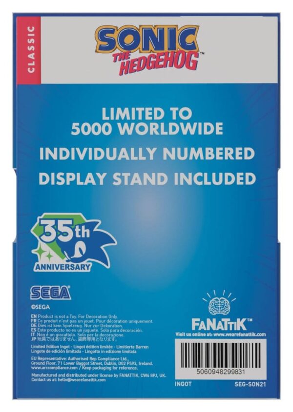 Sonic The Hedgehog Ingot Stained Glass Window Style 60 cm