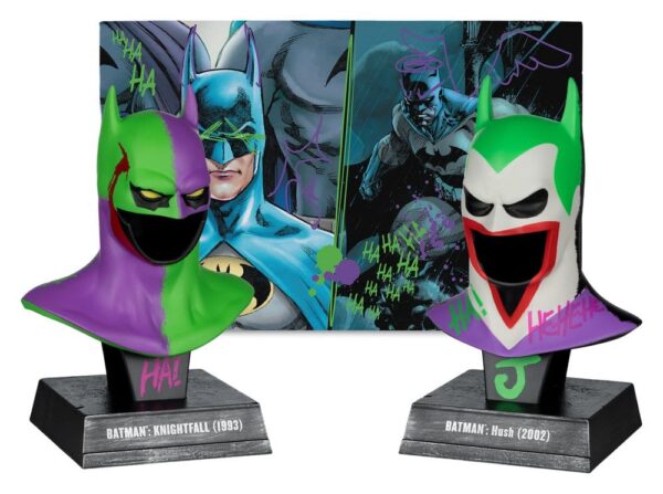 Batman DC Direct Mini Replika 1/3  2-pack Batman Cowls Hush & Knightfall (Jokerized) (Gold Label) 18 cm