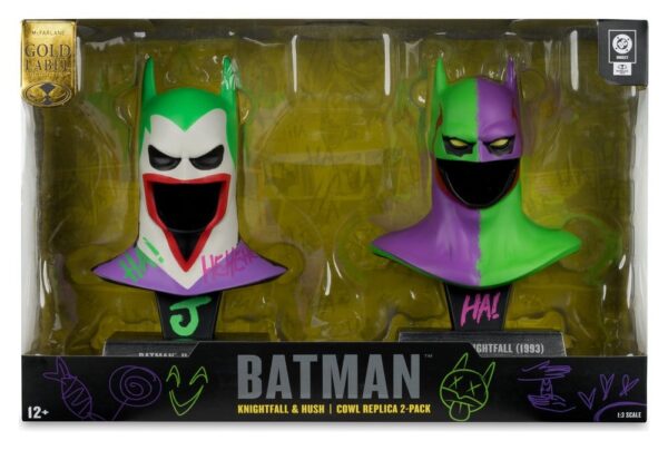 Batman DC Direct Mini Replika 1/3  2-pack Batman Cowls Hush & Knightfall (Jokerized) (Gold Label) 18 cm