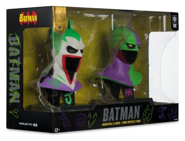 Batman DC Direct Mini Replika 1/3  2-pack Batman Cowls Hush & Knightfall (Jokerized) (Gold Label) 18 cm