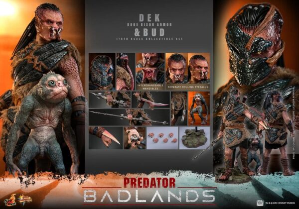 Predator: Badlands Movie Masterpiece Akció Figuras 2-Pack 1/6 Dek (Bone Bison Armor) and Bud 31 cm